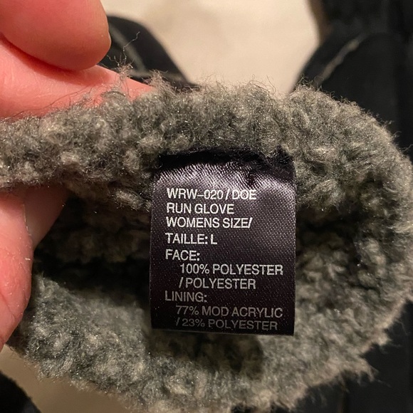 Woolrich Women’s Large Gloves Faux Suede Fleece Lined Black And Gray - Picture 4 of 7